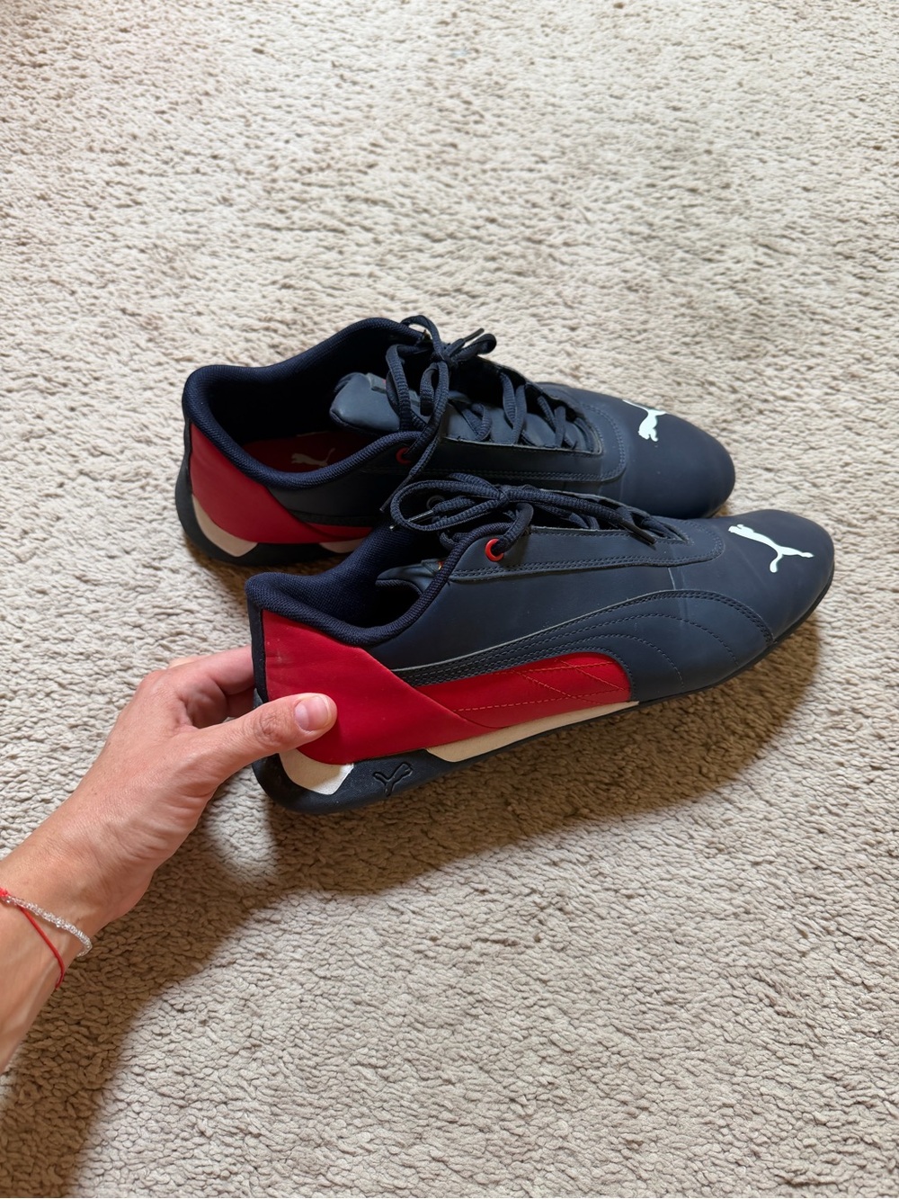Puma Men's Navy and Red Low-Profile Sneakers